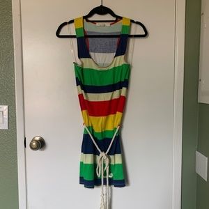 Twentyone Multicolored Sleeveless Swim Coverup Tunic With Cord Tie